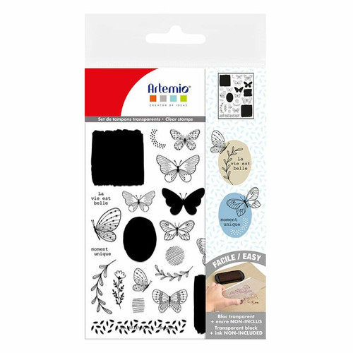 Artemio - Tampon transparent - Papillons et Végétaux Artemio  - Mobilier de bureau Artemio