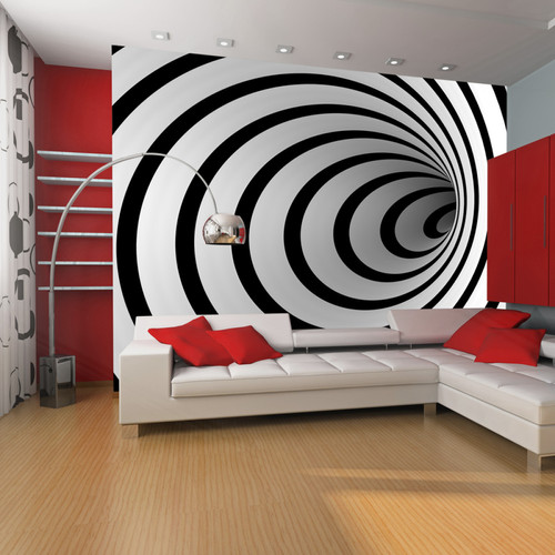 Artgeist - Papier peint - Tunnel 3D noir et blanc [250x193] Artgeist  - Revêtement mural intérieur