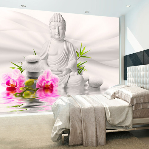 Artgeist - Papier peint - Bouddha et orchidées [100x70] Artgeist  - Papier peint déco Papier peint
