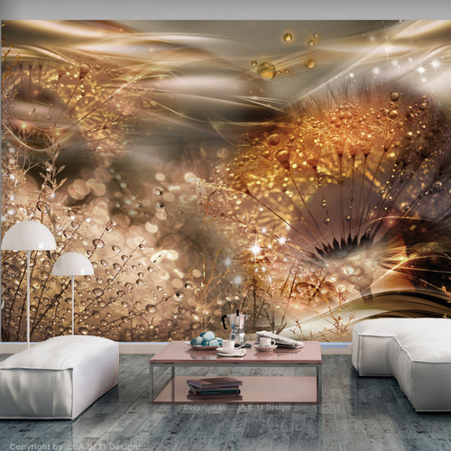 Artgeist - Papier peint - Dandelions' World (Gold) [250x175] Artgeist  - Revêtement sol & mur