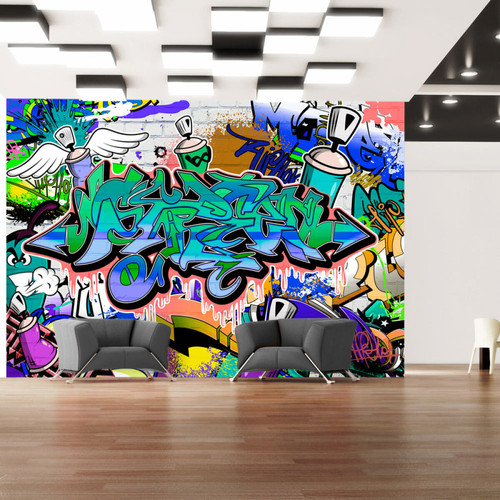 Artgeist - Papier peint - Graffiti: motif bleu [294x210] Artgeist  - Papier peint
