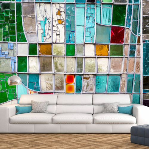 Artgeist - Papier peint - Sapphire Stained Glass [98x70] Artgeist - Revêtement mural intérieur