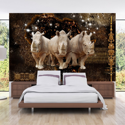 Artgeist - Papier peint - Golden Rhino [400x280] Artgeist  - Revêtement sol & mur