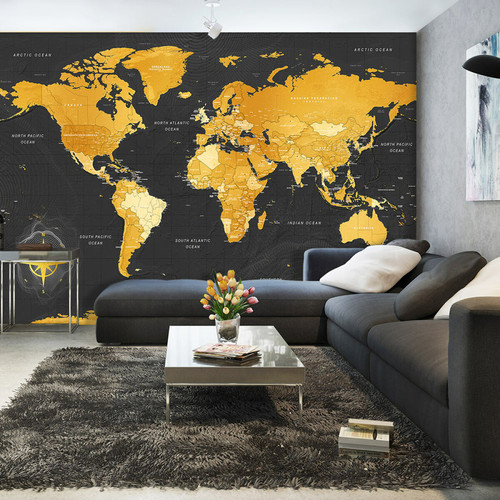 Artgeist - Papier peint - Map: Golden World [250x175] Artgeist  - Revêtement mural intérieur