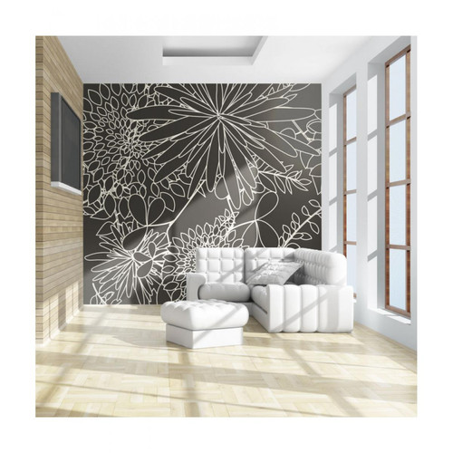 Artgeist - Papier peint - Motif floral noir et blanc 400x309 - Artgeist