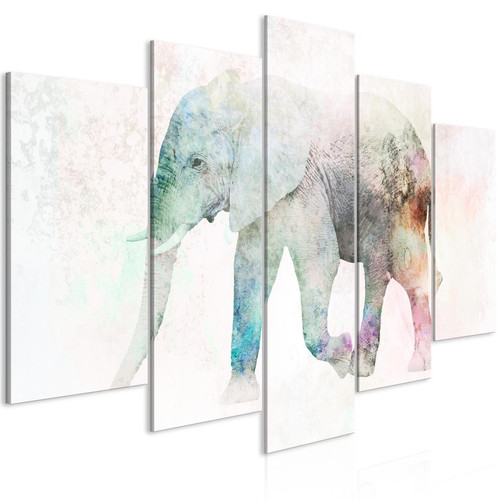 Artgeist - Tableau - Painted Elephant (5 Parts) Wide 100x50 cm Artgeist - Tableaux, peintures Artgeist