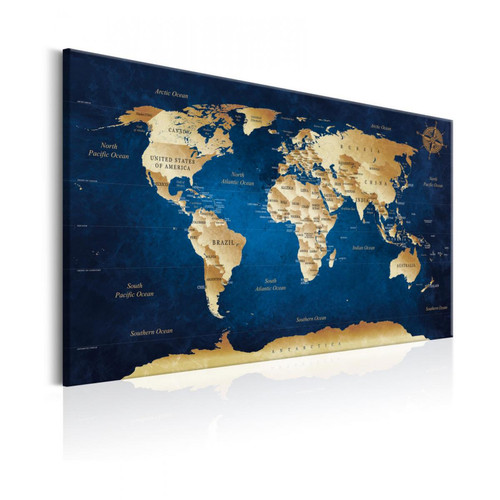 Artgeist - Tableau - World Map: The Dark Blue Depths 90x60 - Tableaux, peintures