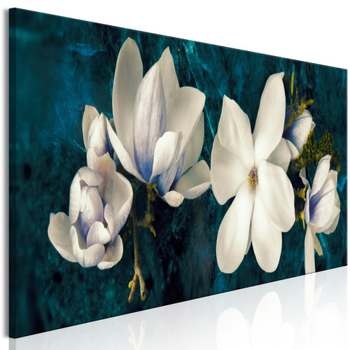 Artgeist - Tableau - Avant-Garde Magnolia (1 Part) Narrow Turquoise [90x30] Artgeist  - Décoration