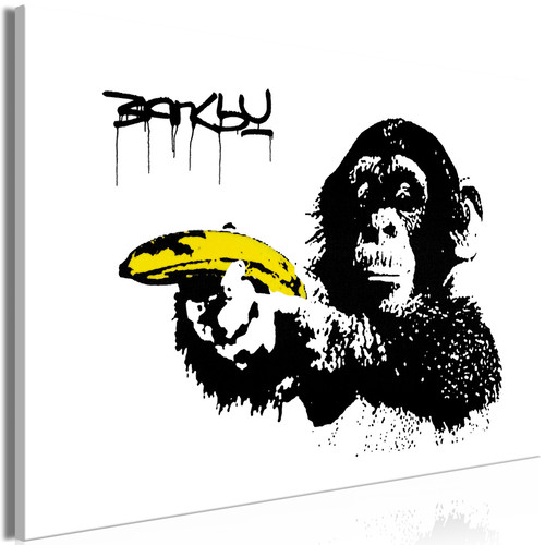 Artgeist - Tableau - Banksy: Monkey with Banana (1 Part) Wide [30x20] Artgeist  - Décoration
