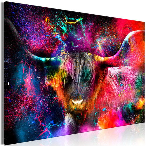 Artgeist - Tableau - Colorful Bull (1 Part) Wide [120x80] Artgeist  - Tableau paysage Tableaux, peintures