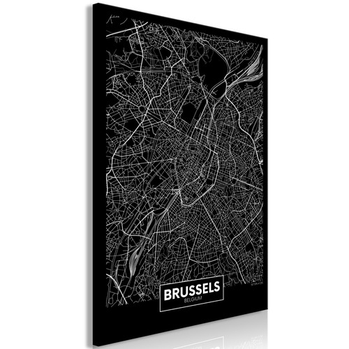 Artgeist - Tableau - Dark Map of Brussels (1 Part) Vertical [20x30] Artgeist  - Tableaux, peintures