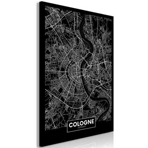 Artgeist - Tableau - Dark Map of Cologne (1 Part) Vertical [40x60] Artgeist  - Tableaux, peintures