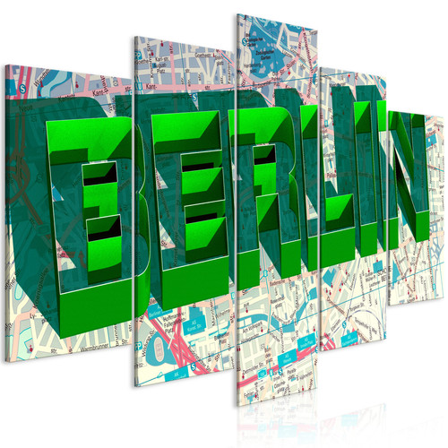 Artgeist - Tableau - Green Berlin (5 Parts) Wide [100x50] Artgeist - Tableau 5 parties