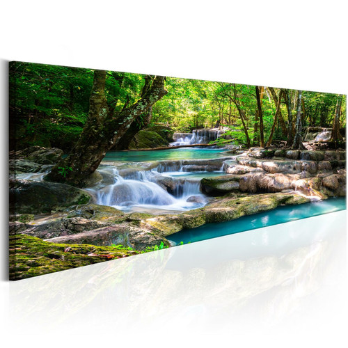 Artgeist - Tableau - Nature: Forest Waterfall [135x45] Artgeist  - Décoration