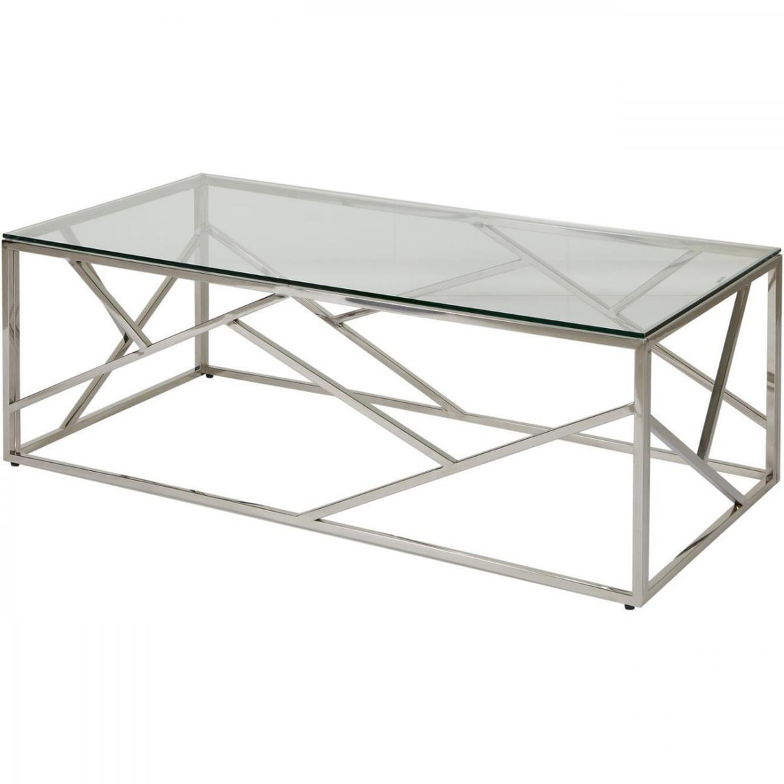 ATHM DESIGN Table basse JENSON Gris - plateau Verre pieds Metal 120 x 60