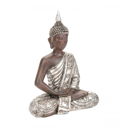 Atmosphera, Createur D'Interieur - Atmosphera - Objet décoratif Bouddha marron et argenté H 29.5 cm - Statues