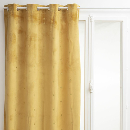 Atmosphera, Createur D'Interieur - Rideau avec tissage brodé doré - 140 x 260 cm - Ocre Atmosphera, Createur D'Interieur  - Broderie deco
