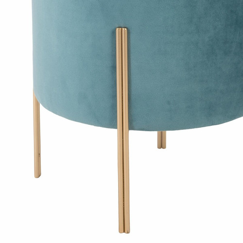 Atmosphera, Createur D'Interieur Tabouret design velours Art Deco Living - Bleu