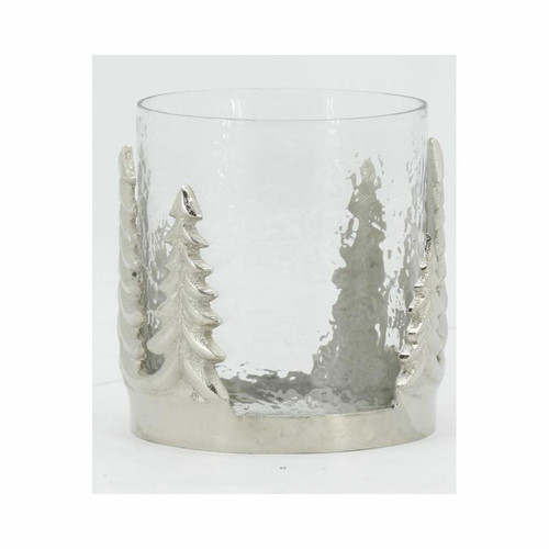 Décorations de Noël Photophore Sapin en verre et aluminium Moyen Modèle.