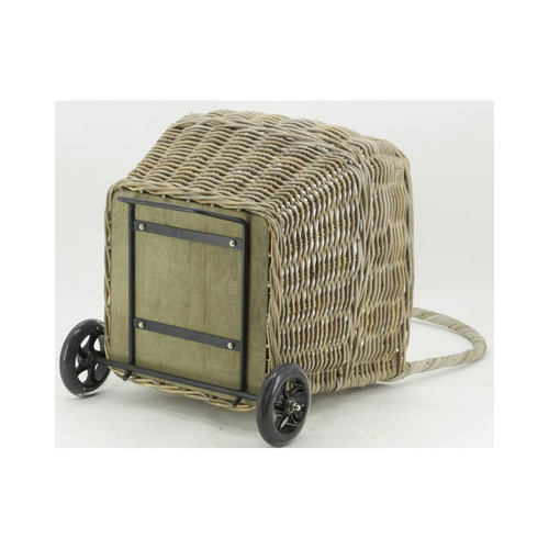 Accessoires poêles à bois/cheminées Chariot à bûches en rotin gris Arrondi.