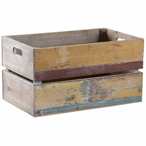 Boîte de rangement Aubry Gaspard Caisse en bois recyclé multicolore.