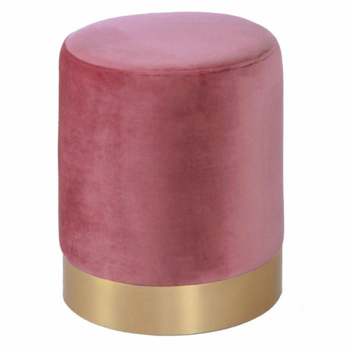 Aubry Gaspard - Pouf en velours et métal doré rose. Aubry Gaspard  - Poufs Classique