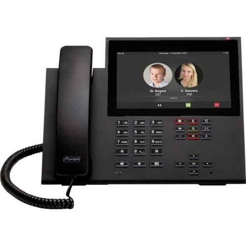 Auerswald - Auerswald COMfortel D-600 Téléphone VoIP filaire fonction mains libres, port casque, signal dappel optique, écran tacti - Téléphone fixe filaire