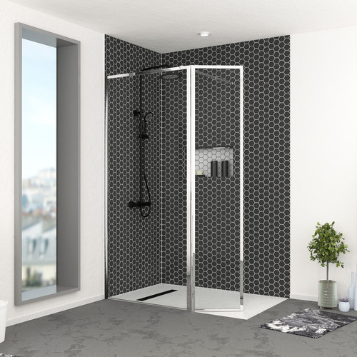 Aurlane - Paroi de douche avec volet pivotant Aurlane  - Plomberie Salle de bain