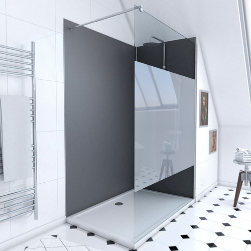 Cabine de douche Aurlane Kit panneaux aluminium et profile et receveur et paroi et barre