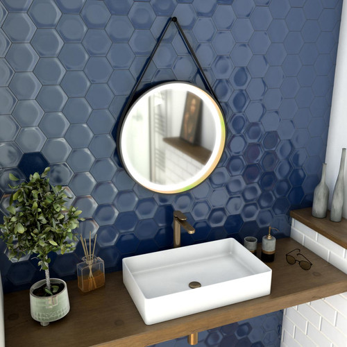 Aurlane - Miroir salle de bain rond - diamètre 55cm - noir mat et finition bronze - CIRCLE HORUS LED - Plomberie & sanitaire