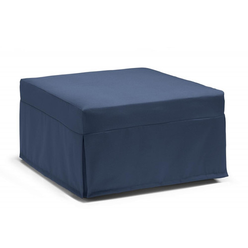 Autrement - Talamo Italia Pouf Flash Bed, 100% Made in Italy, Pouf convertible en lit pliant simple, Pouf en tissu de salon, cm 80x80h45, Couleur bleu - Autrement