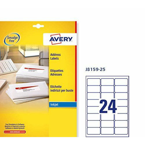 Avery - Avery J8159-25 Etiquettes 63.5 x 33.9mm Blanc Avery  - Mobilier de bureau Avery