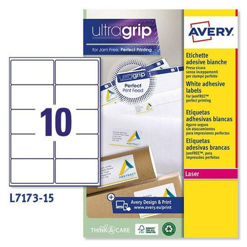 Avery - Adhésifs/étiquettes Avery Ultragrip 15 Volets 99,1 x 57 mm Blanc Avery  - Avery