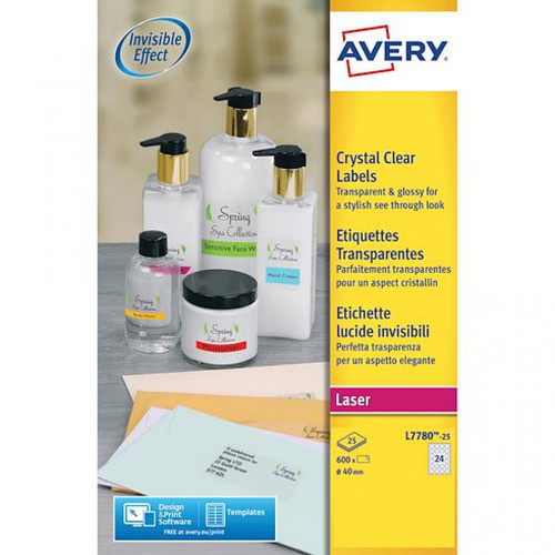 Avery - Etiquettes rondes Ø 40 mm Avery transparentes brillantes - Boîte de 600 Avery  - Avery