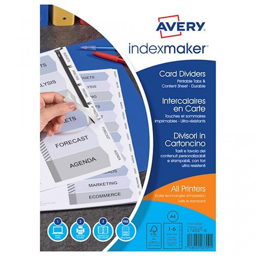 Avery - Intercalaire neutre blanc A4 Avery Index Maker carton 6 onglets - 1 jeu Avery  - Avery