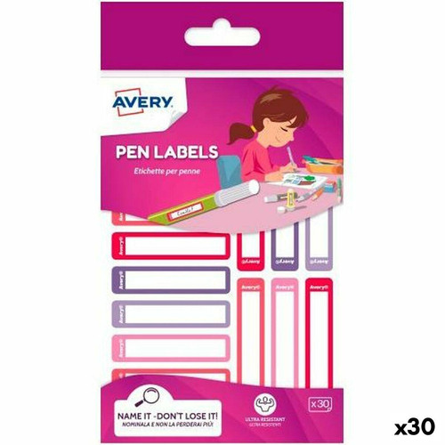 Accessoires Bureau Avery Étiquettes autocollantes Avery 50 x 10 mm Rose Polyéthylène Violet (30 Unités)