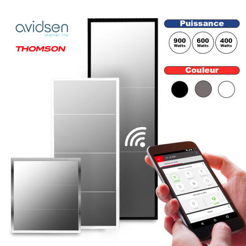 Avidsen - Radiateur Electrique Panneau rayonnant Miroir Chauffage Thermostat connecté et Wifi - Radiateur rayonnant