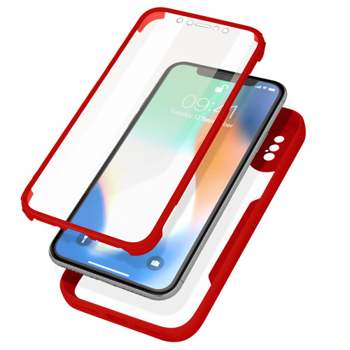 Avizar - Coque iPhone X et XS Dos Plexiglas Avant Polymère Coins Renforcés Contour Rouge Avizar  - Coque, étui smartphone Polyuréthane/polycarbonate
