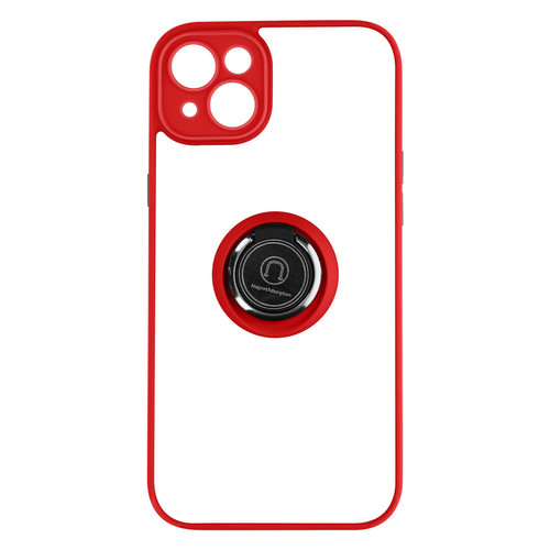 Avizar - Coque pour iPhone 14 Plus Bi-matière Bague Métallique Support Vidéo rouge Avizar  - Coque, étui smartphone