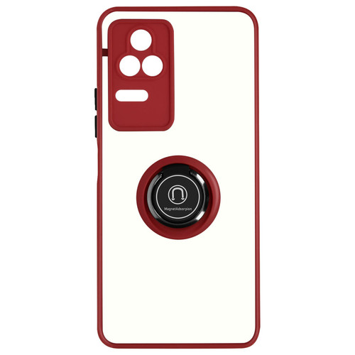 Avizar - Coque pour Xiaomi Poco F4 5G Bi-matière Bague Métallique Support Vidéo rouge Avizar  - Coque, étui smartphone