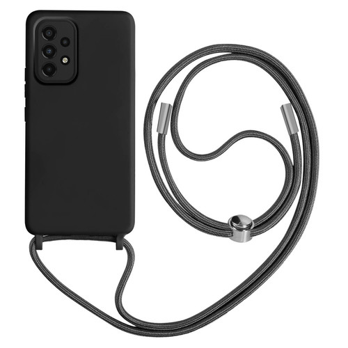 Avizar - Coque Corde Samsung Galaxy A52 et A52s Semi-rigide Lanière Tour du Cou 80cm Noir Avizar  - Accessoire Smartphone