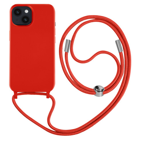 Avizar - Coque Cordon iPhone 14 Plus Semi-rigide avec Lanière Tour du Cou 80cm rouge Avizar  - Avizar