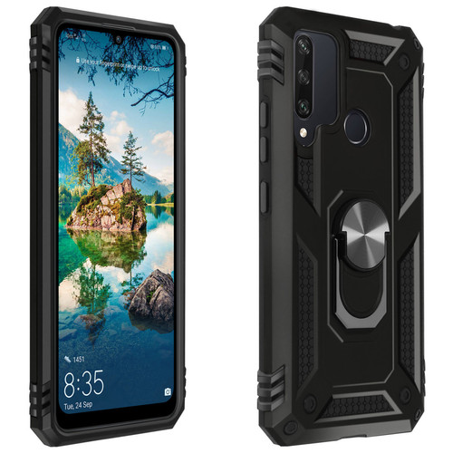 Coque, étui smartphone Avizar Coque Huawei Y6p Antichoc bi-matière Bague Support Vidéo noir