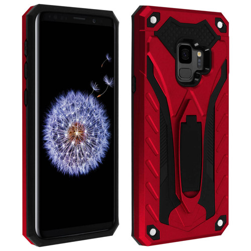 Coque, étui smartphone Avizar Coque Galaxy S9 Protection Bi-matière Antichoc Fonction Support - rouge