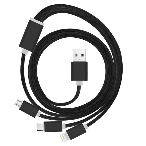Avizar - Cable USB 1m Triple Embouts Compatible iPhone iPad iPod Micro-USB USB type C Avizar  - Câble Lightning
