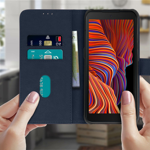 Avizar - Étui pour Samsung Galaxy Xcover 5 Clapet Portefeuille Support Vidéo Bleu Nuit Avizar  - Coque, étui smartphone