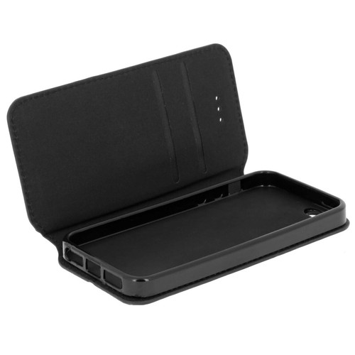 Avizar - Housse Etui Folio Portefeuille Apple iPhone SE, 5S, 5 - Noir Clapet Aimanté Avizar  - Accessoire Smartphone