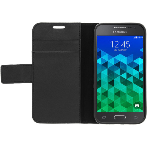 Avizar Etui Portefeuille - Housse Porte-Carte - Samsung Galaxy Core Prime - Noir