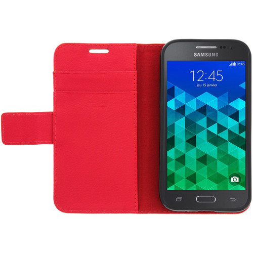 Avizar Etui Portefeuille - Housse Porte-Carte - Samsung Galaxy Core Prime - Rouge