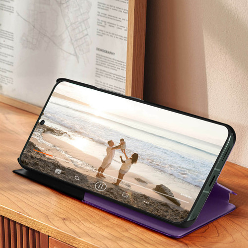 Avizar Étui Folio pour Xiaomi 13 Fenêtre Affichage Heure Support Vidéo Violet Foncé